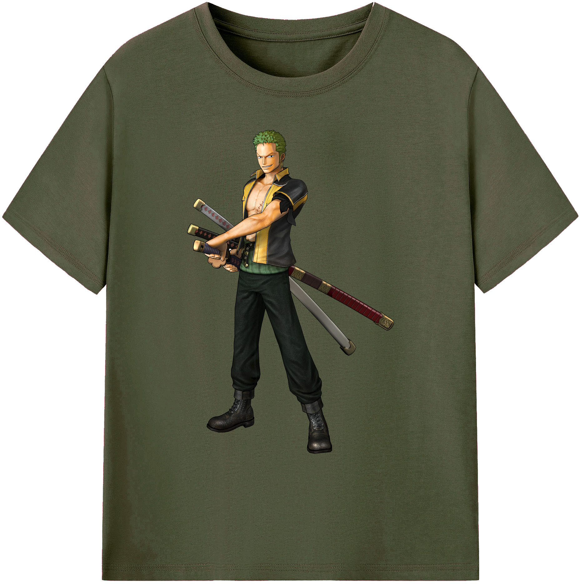 ワンピース ロロノア・ゾロ ONE PIECE Roronoa Zoro 綿100％ メンズ半袖Tシャツ｜肌触りやわらか＆通気性